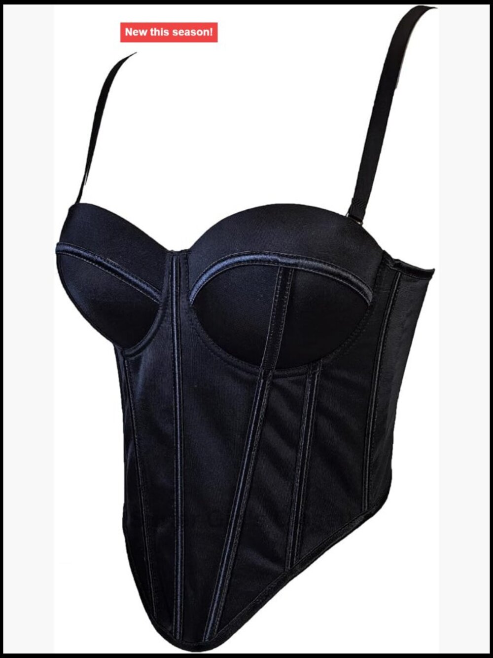 Women's Vintage Strap Bustier Corset Crop Top with Underwire and Plastic Boning